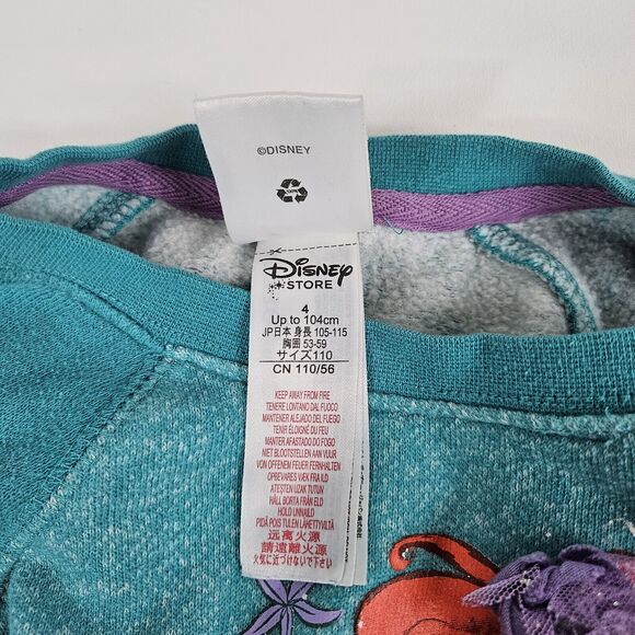 Disney Store Japan‎ Girl’s Sweatshirt Blue the Little Mermaid Crewneck Size 4 - Picture 3 of 5